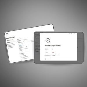 Hub di sviluppo prodotto / Modello Notion, Planner di lancio (download digitale)