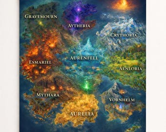 Legends of Embrial world map wall decor