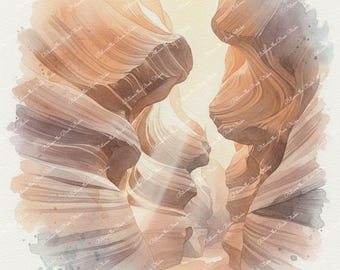 Arizona Desert Watercolor Prints: Antelope Canyon, Sedona Red Rock, Sonoran Desert, Monument Valley, Soft Morning Sky - Printable Wall Art