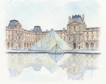 Paris Watercolor Prints: The Louvre, Notre Dame, Luxembourg Gardens, Sacre-Coeur, Parisian Cafe - Printable Wall Art (PNG Digital Download)