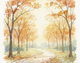 New York City Watercolor Prints: Central Park, Central Park Autumn, Hudson River, Washington Square Park, NYC Abstract - Printable Wall Art