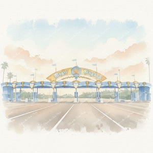 Disney Watercolor Prints: Magic Kingdom Parking Entrance, Gaston's Tavern, Sleepy Hollow, Swiss Family Treehouse - Printable Wall Art