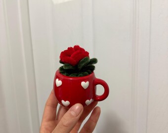 Mini Rose Teetasse Blumentopf - Valentines