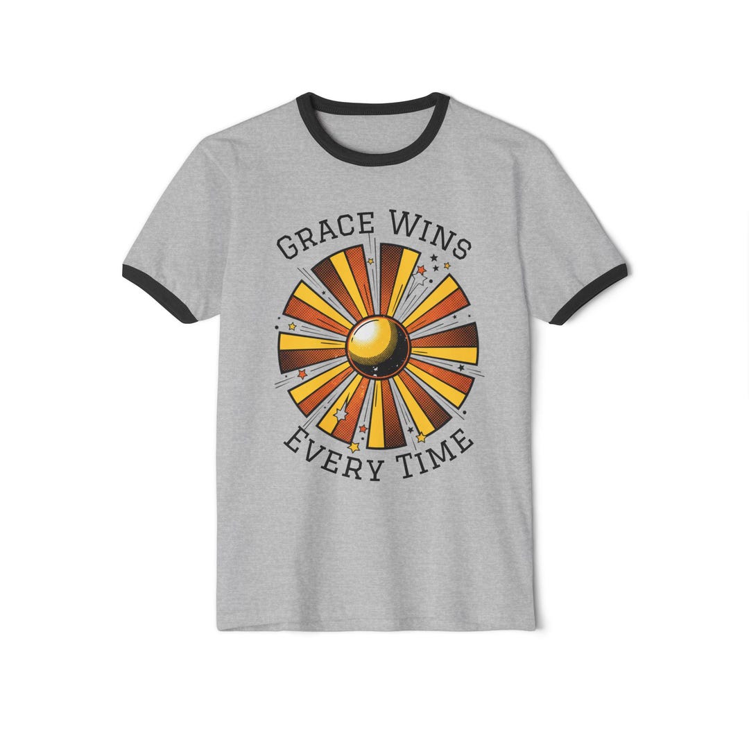 Grace Wins Every Time Tee | Ringer T-shirt, Retro Sunburst Christian ...