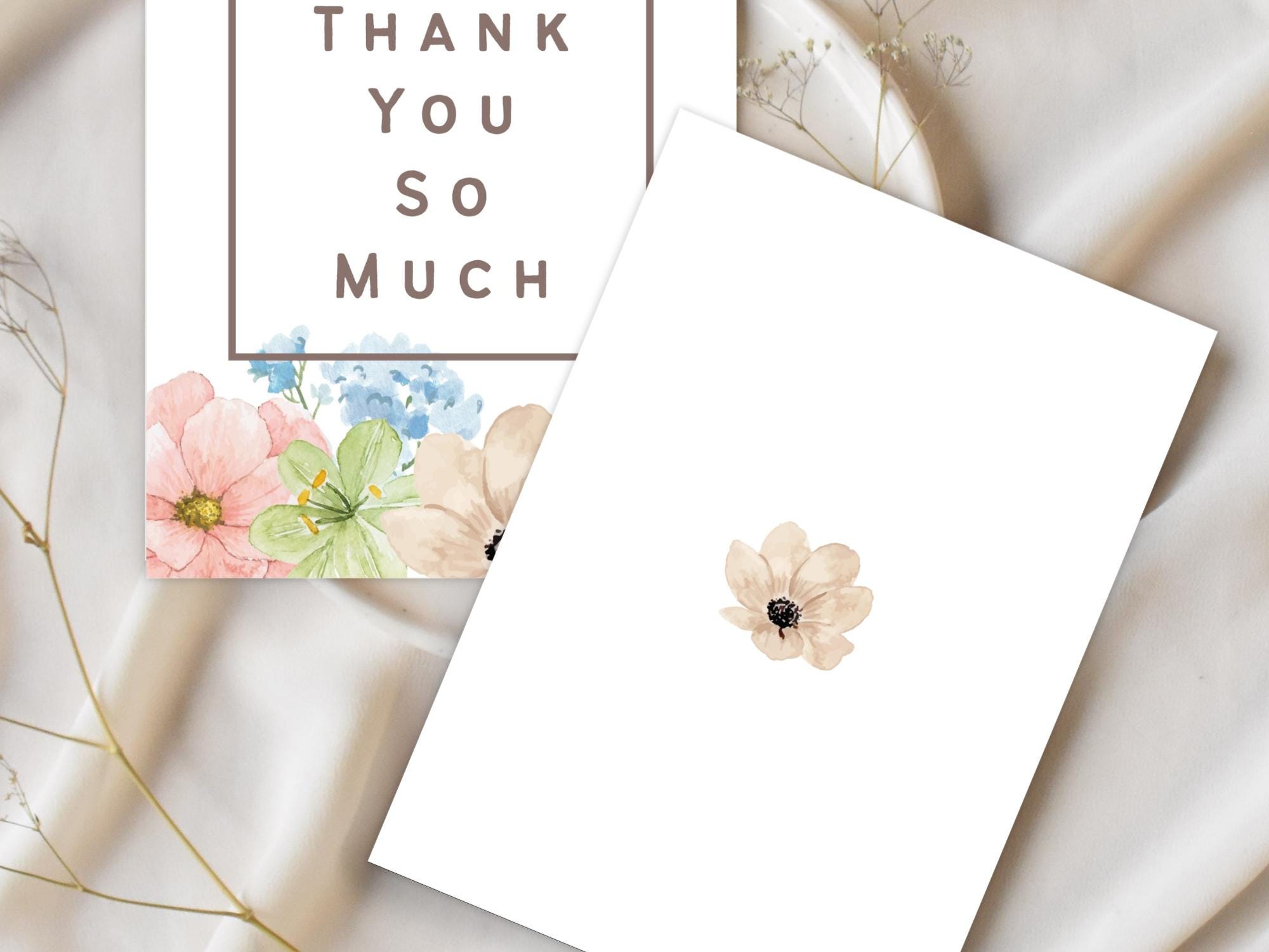 Floral Thank You Card | 5x7 Printable Card | Instant Download - Etsy ...