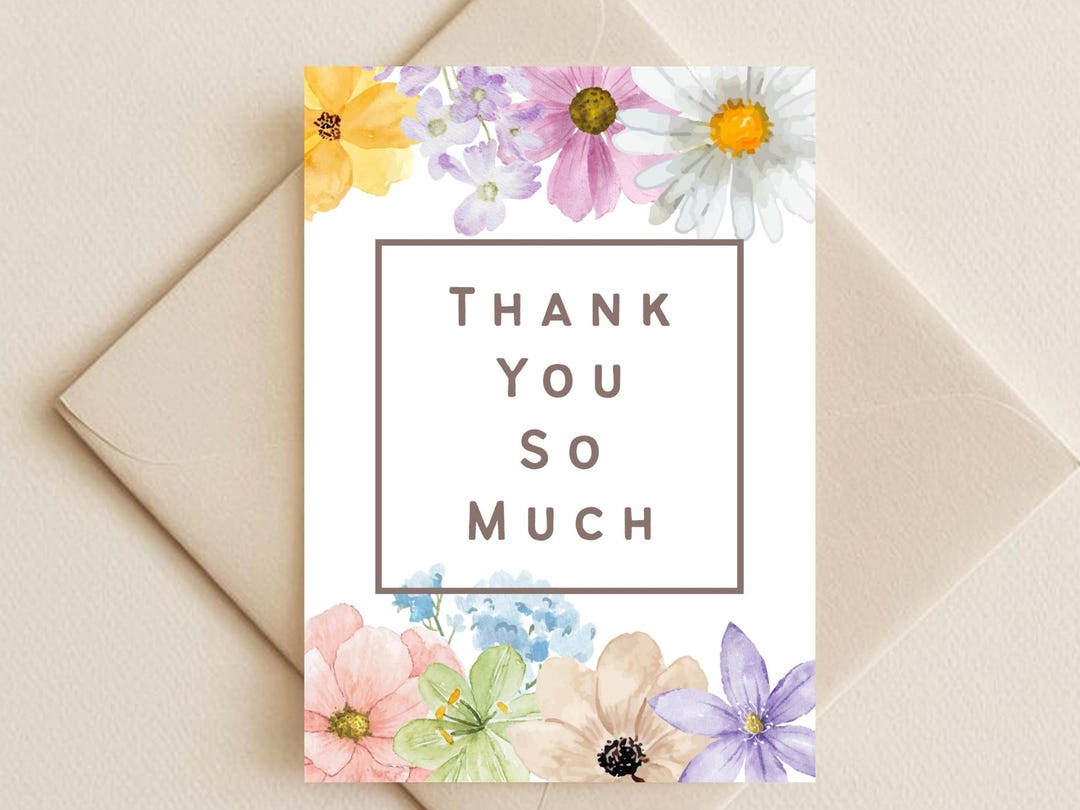 Floral Thank You Card | 5x7 Printable Card | Instant Download - Etsy ...