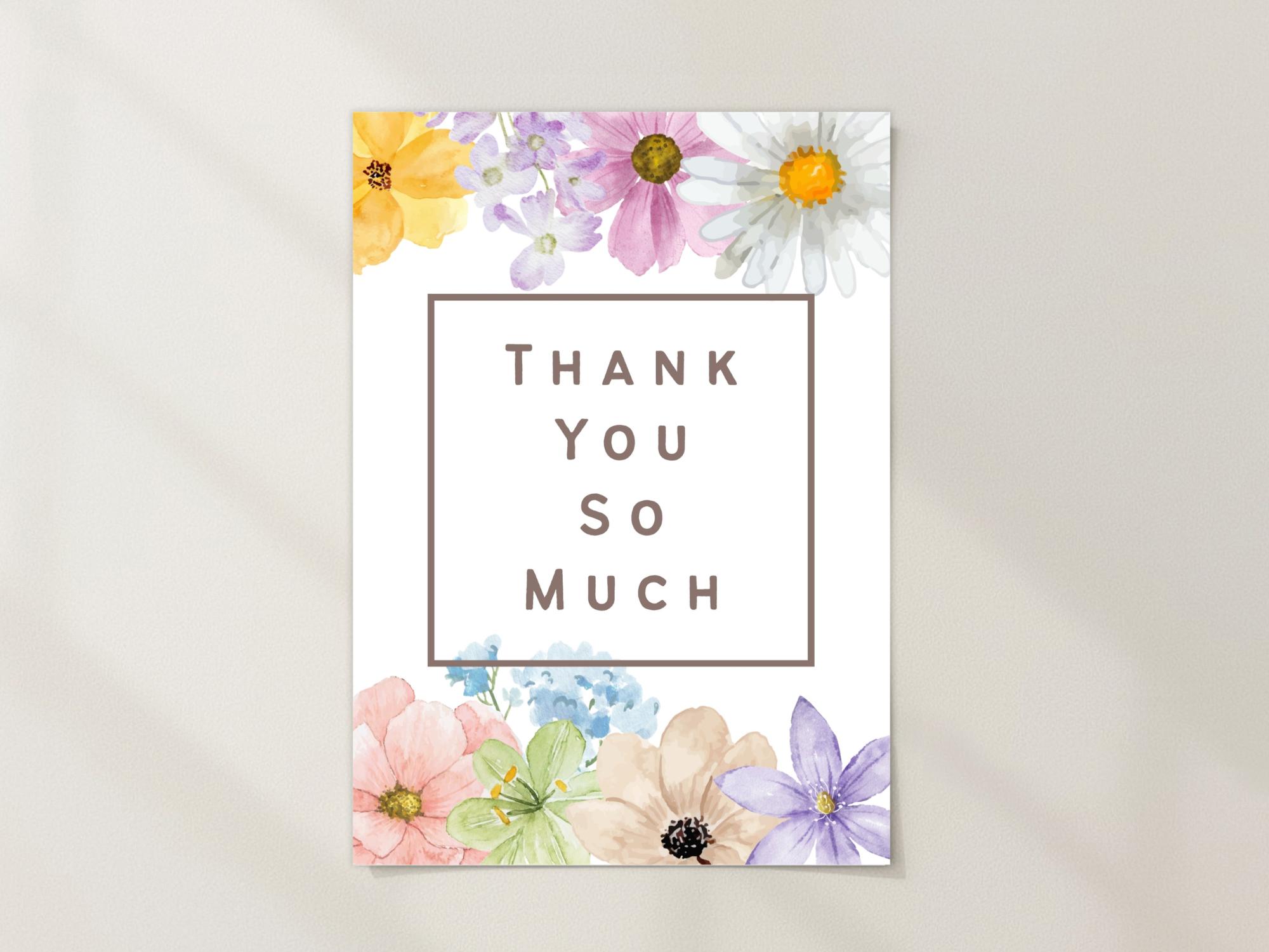 Floral Thank You Card | 5x7 Printable Card | Instant Download - Etsy ...