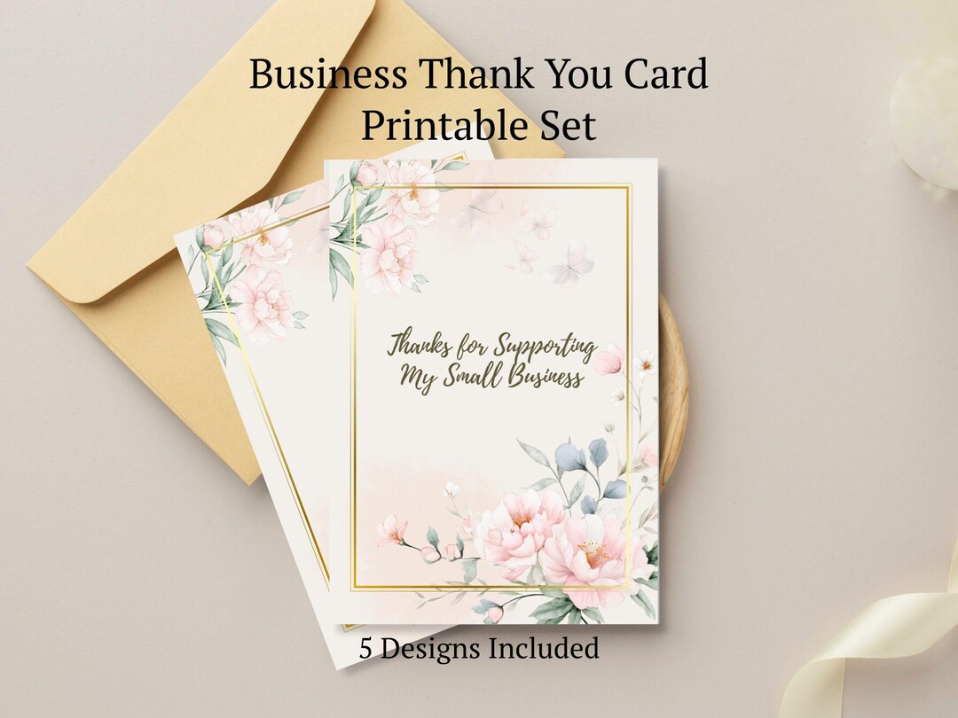 Floral Thank You Card Set Printable | Business Thank You Cards | A4 A5 ...