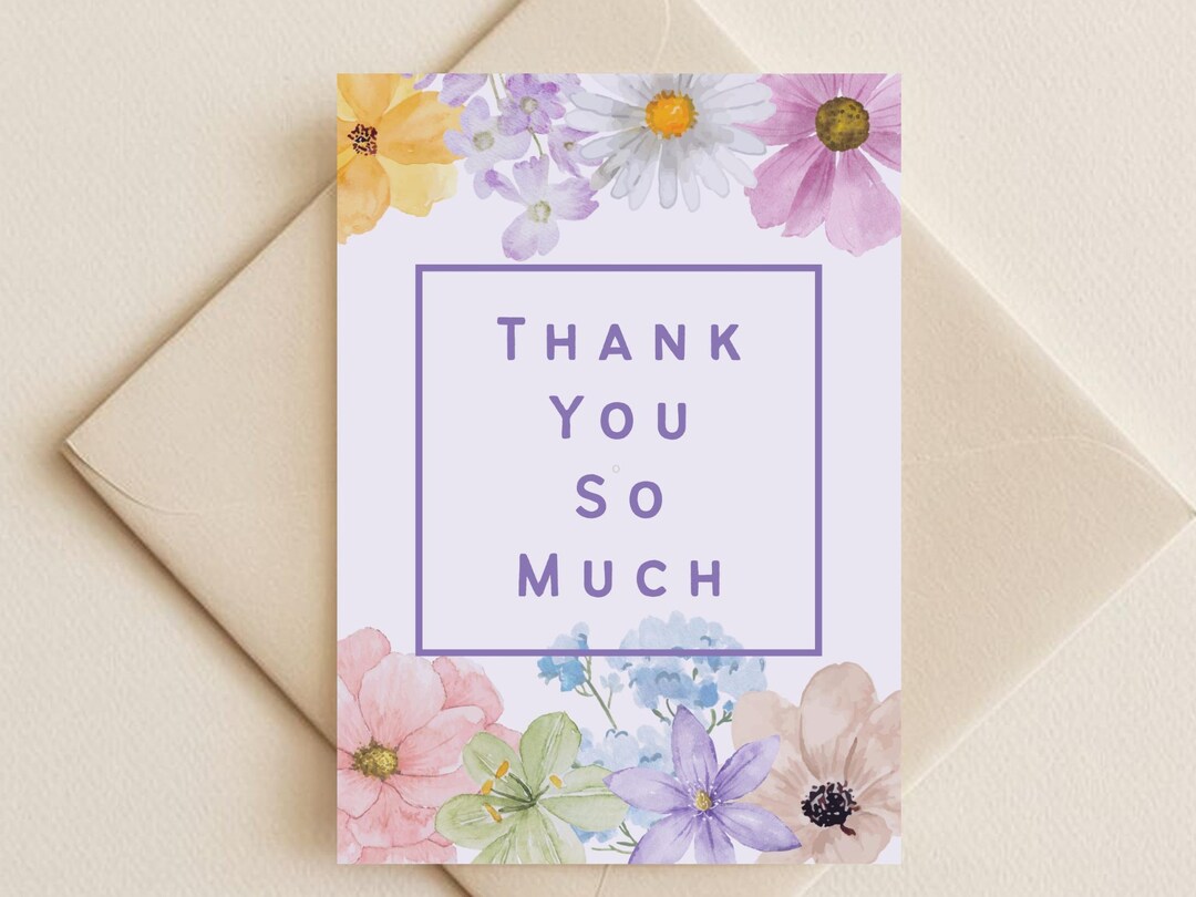 Floral Thank You Card | 5x7 Printable Card | Instant Download - Etsy