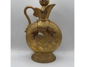 Vintage 1956 Jim Beam Gold Dekanter Regal China CM Miller MCM Bar Decor