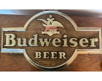 Letrero luminoso vintage de cerveza Budweiser Anheuser Busch Raymond Price 25" Breweriana