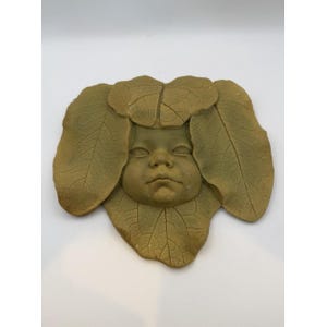 Vintage Clyde Daugherty Leaf Baby Face Wall Plaque Legends Mercer PA Folk Art