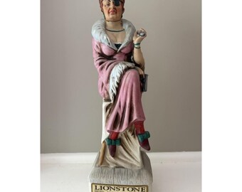 Vintage 1969 Lionstone Madame Whiskey Decanter 13.5" Western Saloon w/ Stopper