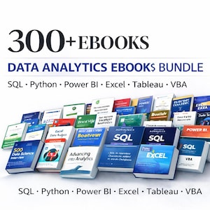 300+ Datenanalytik eBooks Bündel | Lernen Sie Englisch, Python, Power BI, Excel & Tableau | Digitaler Download