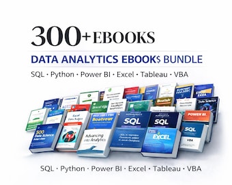 Pacchetto di oltre 300 eBook di analisi dei dati / Impara SQL, Python, Power BI, Excel e Tableau / Download digitale