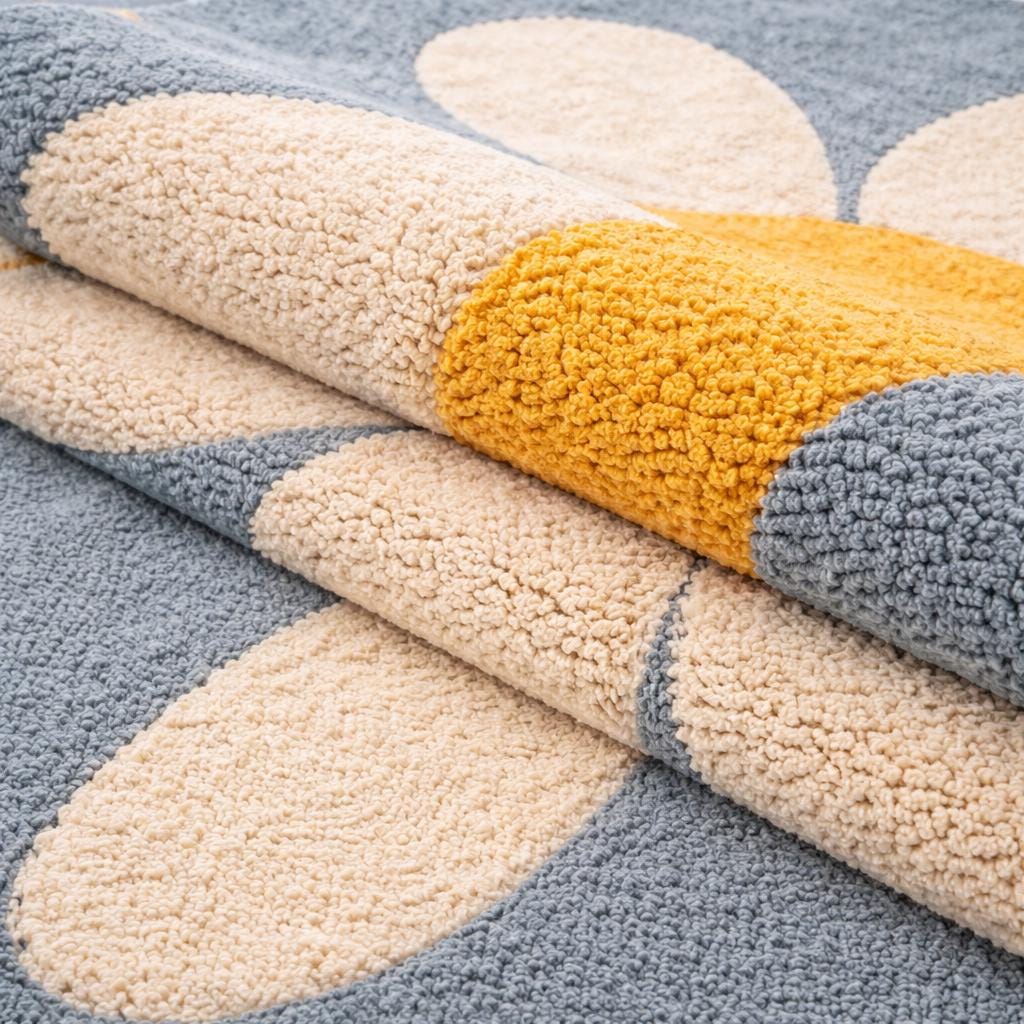 Hand-tufted Wool Daisy Bloom Rug – Soft Blue & Ivory - Etsy