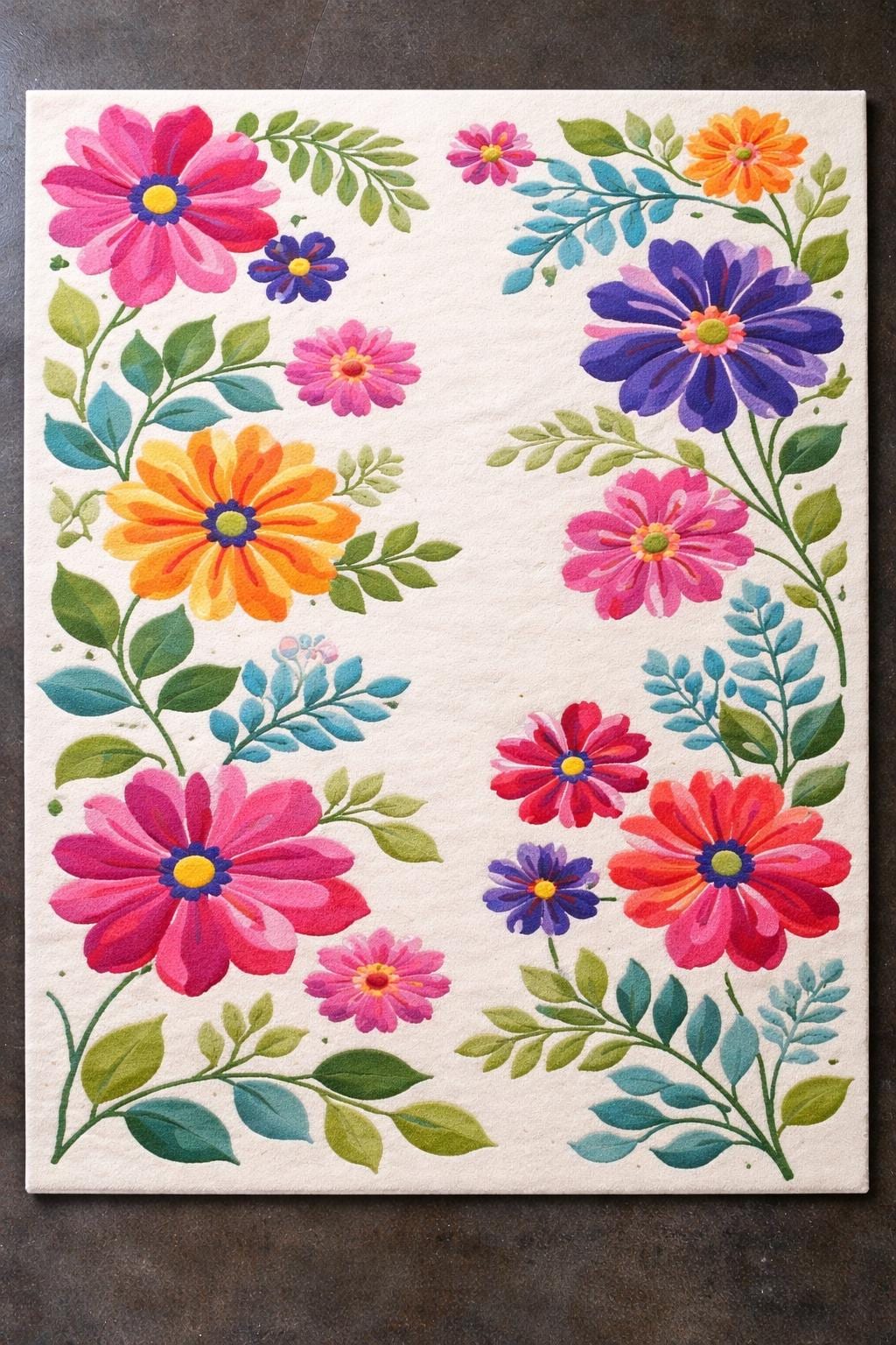 Luxury Hand Tufted Wool Floral Rug – Colorful Botanical Design Area Rug ...