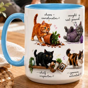 Funny Mischievous Cats Mug | Multiple Cat Breeds Coffee Cup | Cat Lover Gift