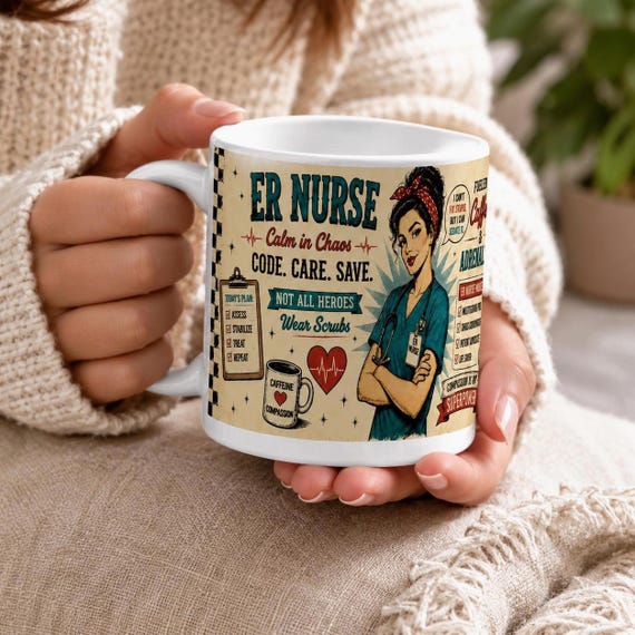 ER Nurse Mug | Emergency Room Nurse Gift | RN Coffee Mug | Nurse Appreciation Gift |ER Nurse Coffee Cup | Healthcare Worker Gift | Retro Mug