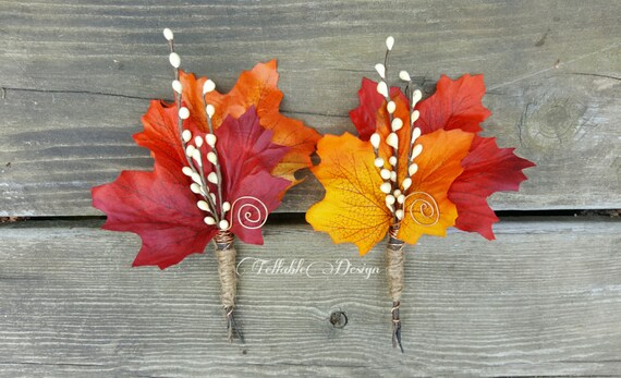 Fall Wedding Boutonniere Maple Twigs Etsy