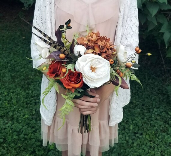 Fall Wedding Boho Bouquet Autumn Wedding Flowers Bridal Etsy