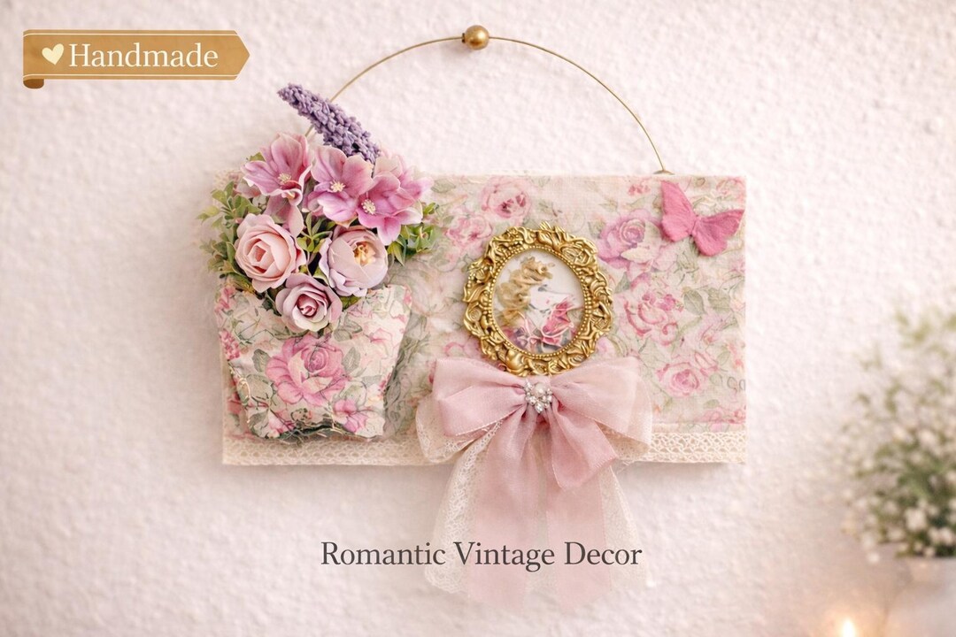Handmade Vintage Floral Wall Decor | Shabby Chic Cameo Hanging ...