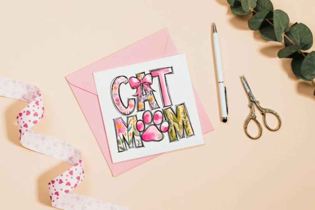 Cat Mom PNG, Retro Floral Coquette Bow Cat Lover Sublimation, Mama ...
