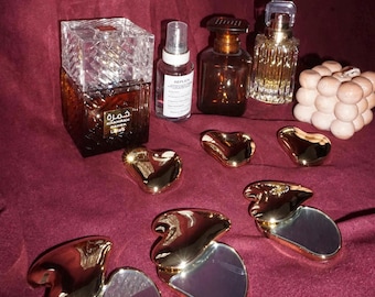Specchietto compatto personalizzato per la Festa della Mamma, specchietto compatto con cuore inciso in oro, regalo personalizzato per la mamma