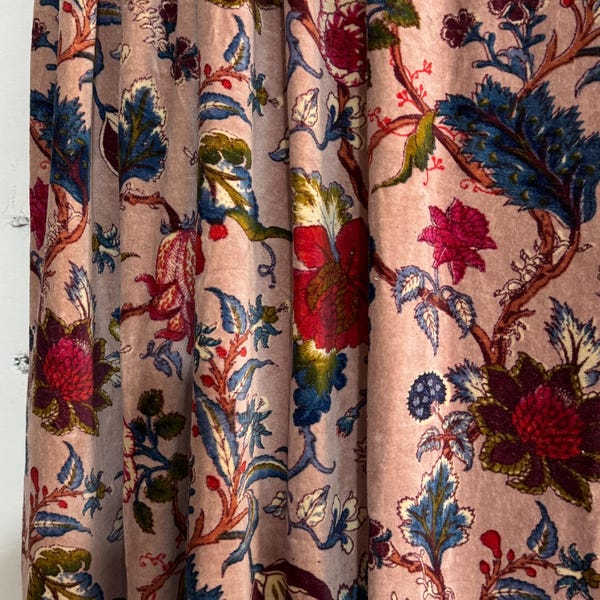 Cottagecore Floral Fabric, Vintage Garden Flower Cotton Fabric, Home Decor Curtain Textile