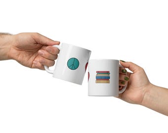 Peace Love Books Mug | Cozy Reader Gift