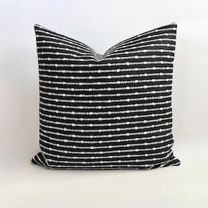 Black and white woven dot stripe decorative pillow cover