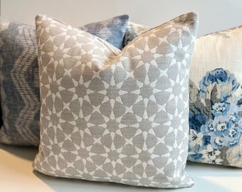 Taupe beige gray Moroccan star geometric tile decorative pillow cover