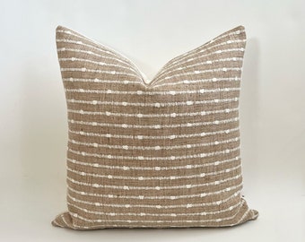 Brown beige woven dot stripe decorative pillow cover