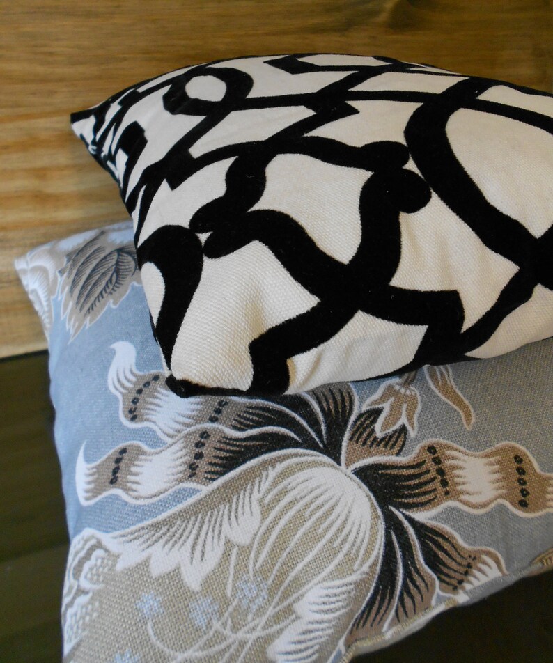Black and White Trellis Velvet Decorative Pillow Cover Etsy