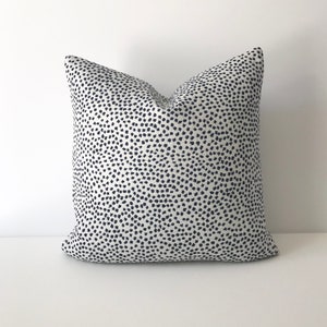 Navy blue and cream chenille confetti polka dot decorative throw pillow cover