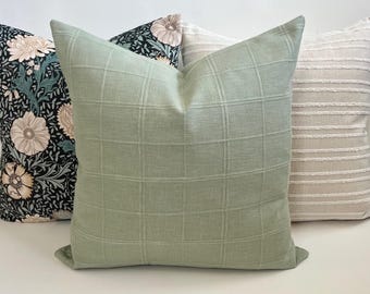 Fodera per cuscino decorativo geometrico a quadri verde salvia