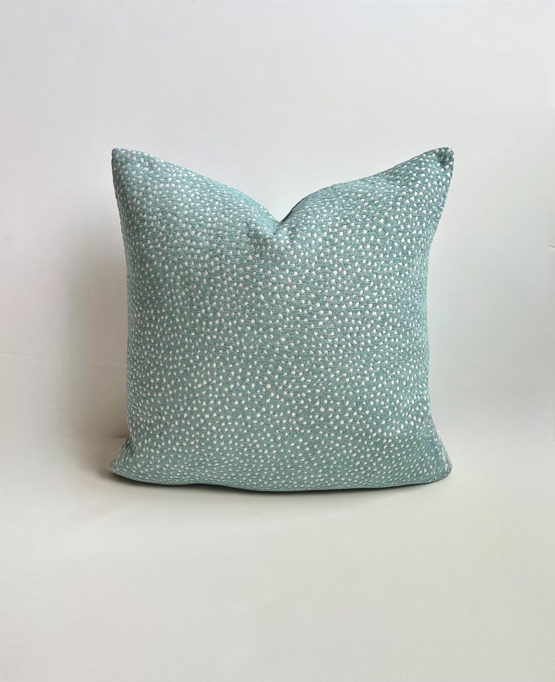 Light aqua confetti polka dot decorative throw pillow cover image 2