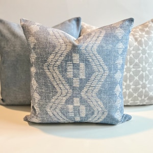 Chambray denim light blue southwestern boho decorative throw pillow cover