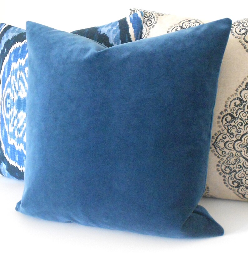 Indigo Blue velvet decorative pillow cover accent pillow Etsy