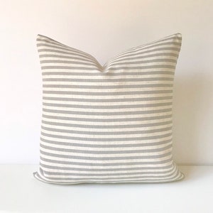 Gray and beige stripe modern ticking decorative pillow cover