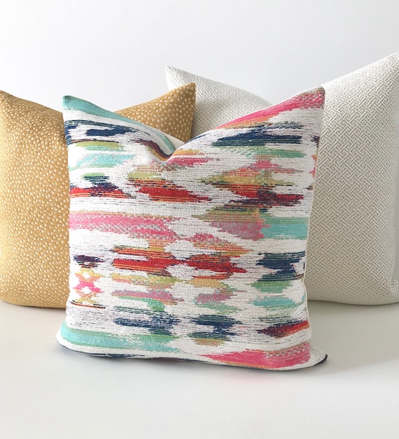 Decorative Pillow Cover cover only blue boho pillow cover pink