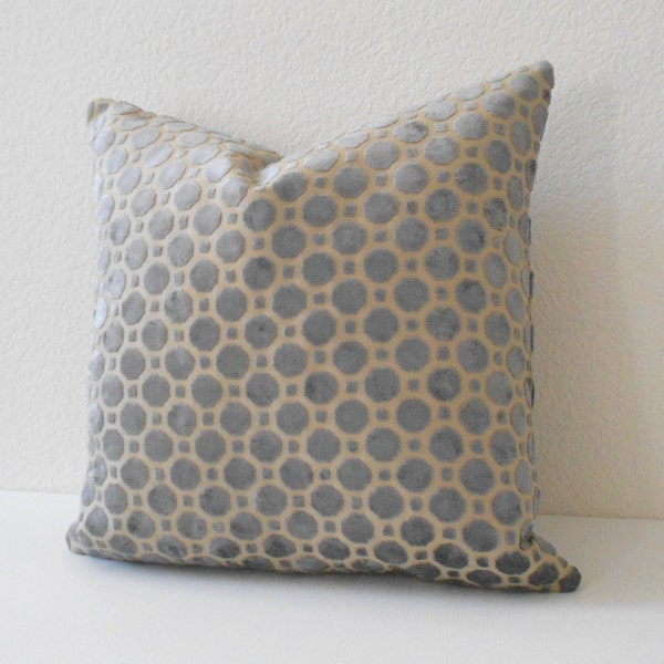 Velvet gray geometric decorative pillow cover