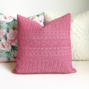 Bright pink boho tribal decorative pillow cover