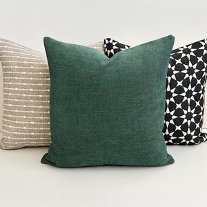 Green chenille solid decorative pillow cover