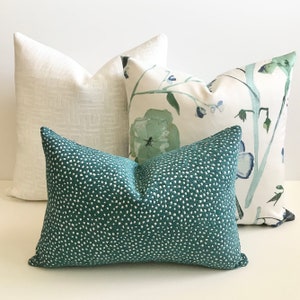 Dark teal chenille confetti polka dot decorative throw pillow cover