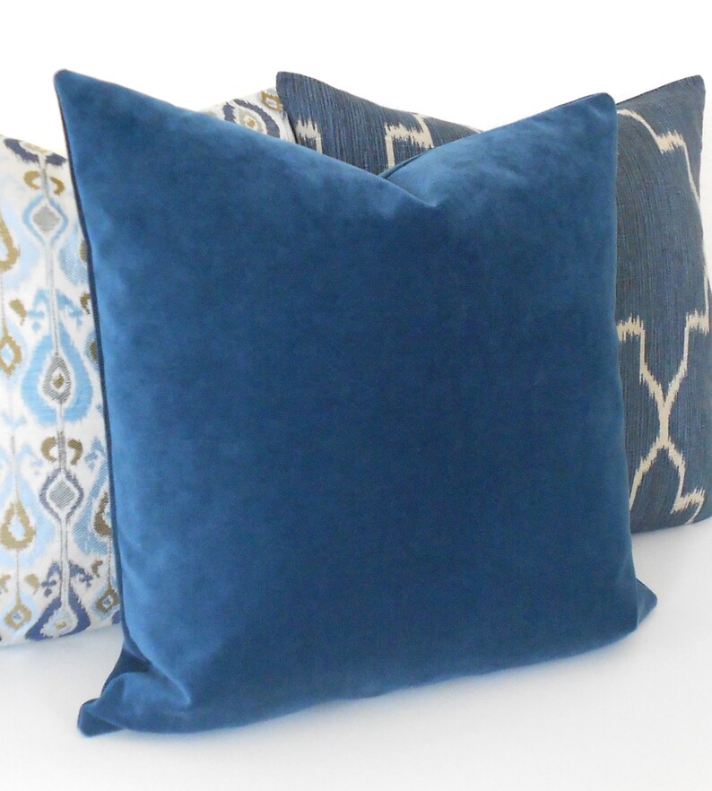 Indigo Blue velvet decorative pillow cover accent pillow Etsy