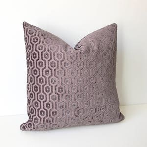 Purple chenille geometric pillow, velvet dots decorative pillow cover image 4