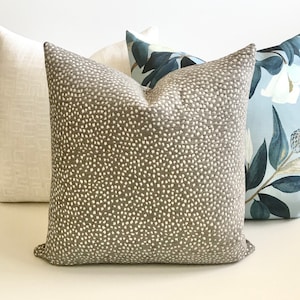 Gray chenille confetti polka dot decorative throw pillow cover