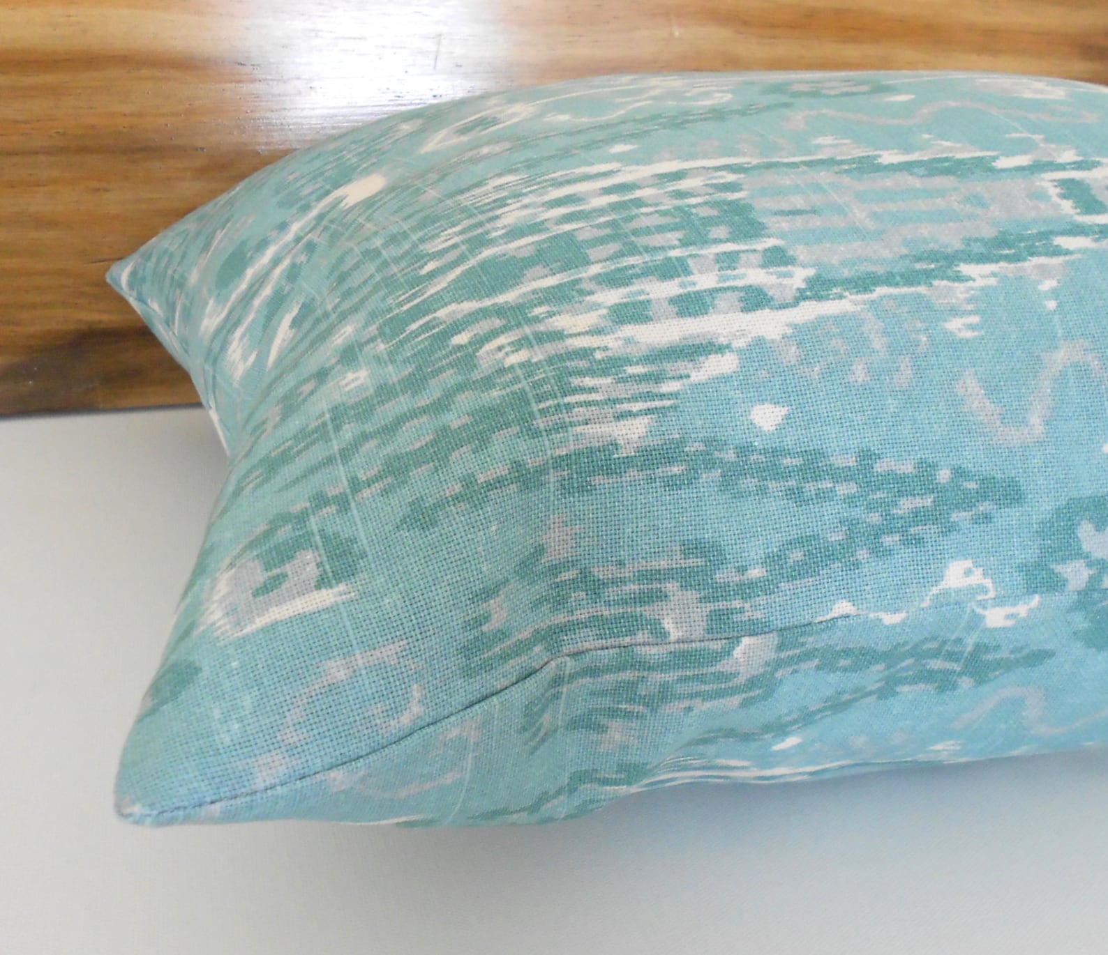 Double sided Teal ikat decorative pillow cover Etsy