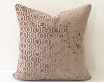 Kameelbruine geometrische chenille fluwelen decoratieve kussensloop